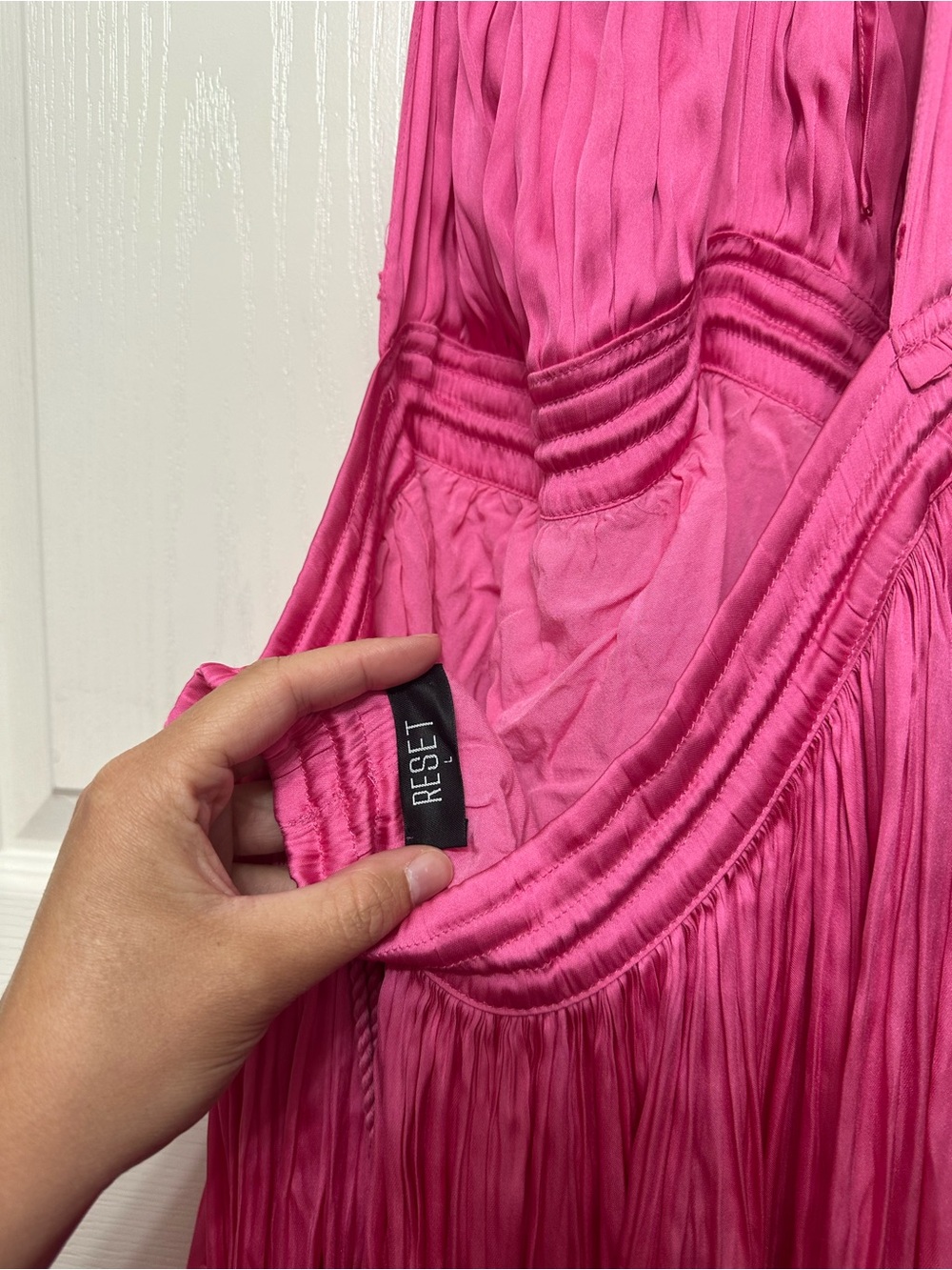 Reset by Jayne 2 Strap Mini Dress Miranda Halter Dress- Hot Pink- Size Large - Picture 3 of 5